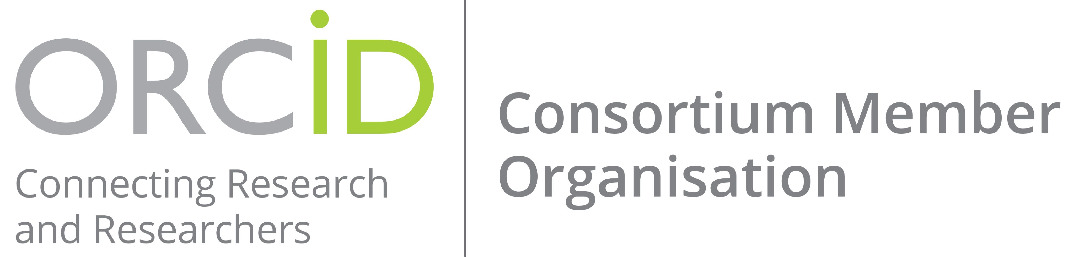 "ORCID-Logo mit dem Slogan 'Connecting Research and Researchers' und der Bezeichnung 'Consortium Member Organisation'. ORCID verbindet Forschung und Forscher und ist eine Mitgliedsorganisation des Konsortiums."