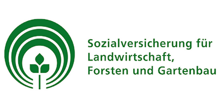 Logo der Sozialversicherung für Landwirtschaft, Forsten und Gartenbau mit grünem Symbol aus konzentrischen Kreisen und einem stilisierten Pflanzenspross in der Mitte.