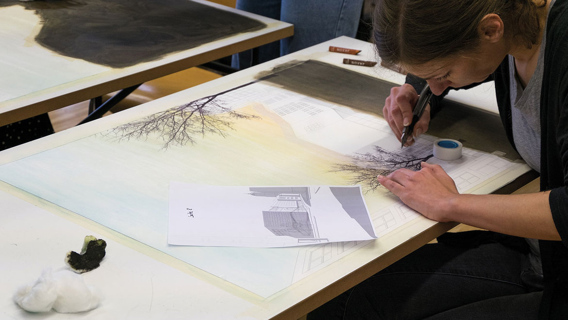 Workshop Architekturdarstellung Oelkreide