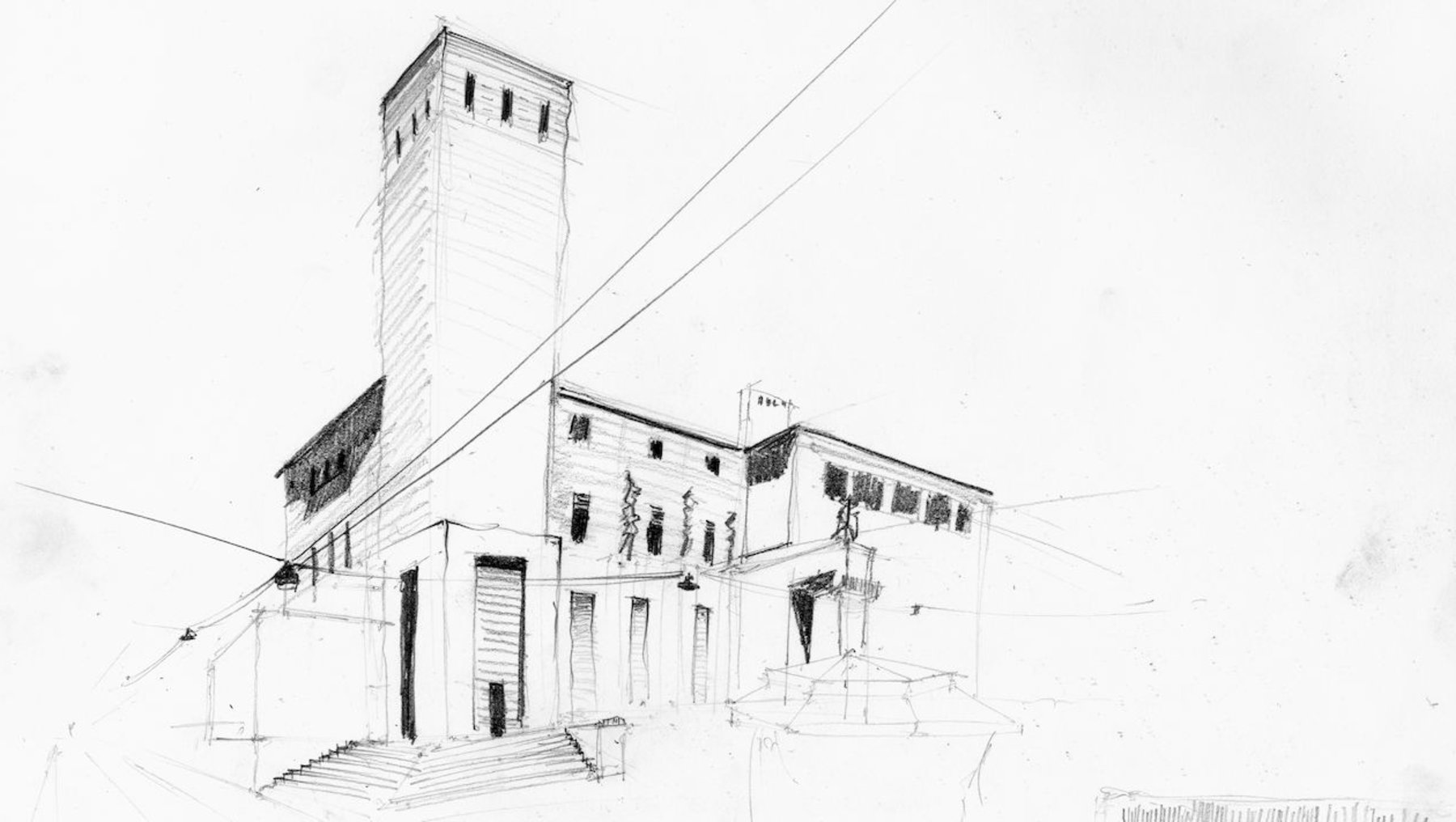 Postgebäude Bergamo - Architekturzeichnung Yasir Goli