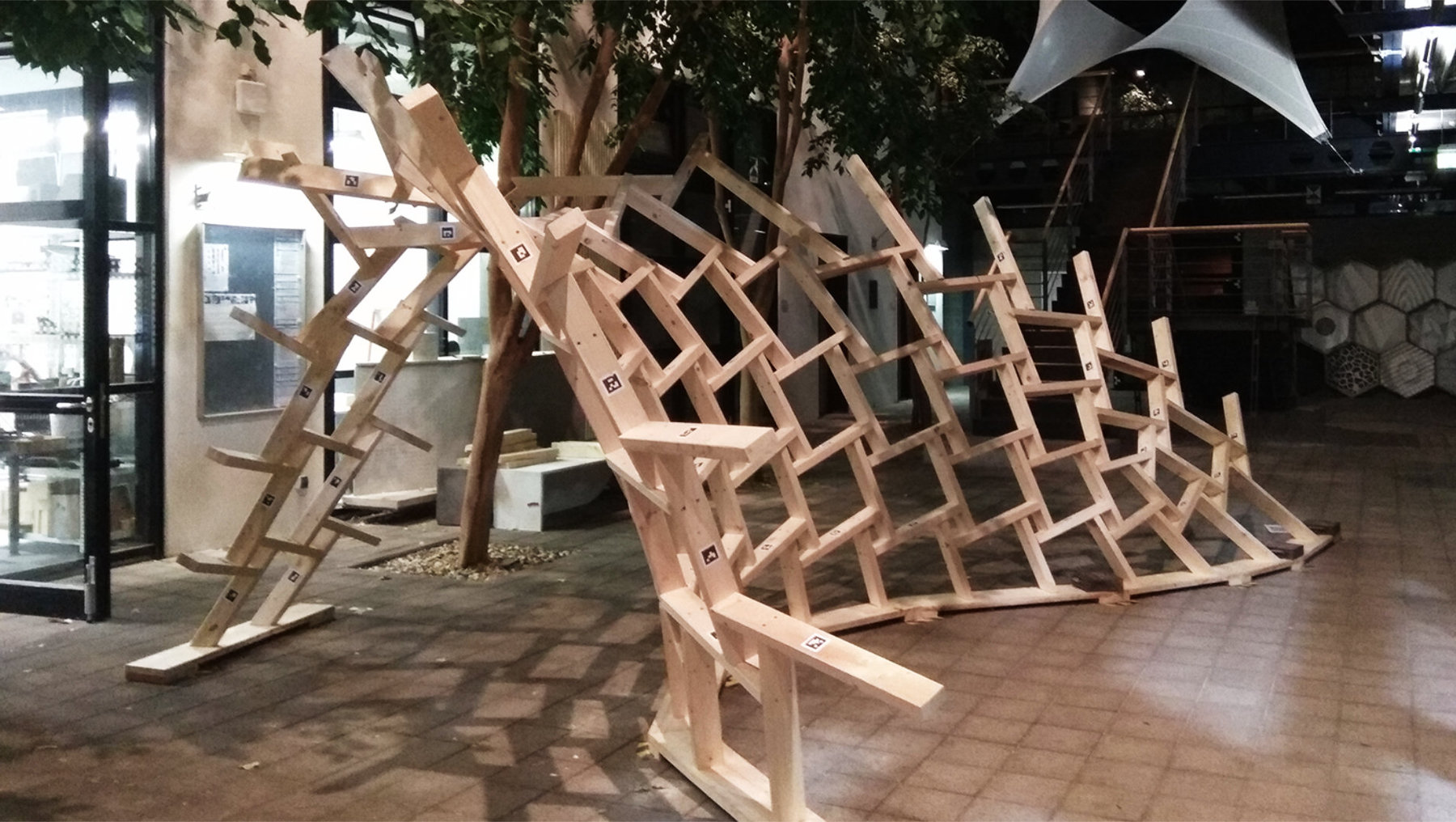 Aufbau Pavillon über Augmented Reality