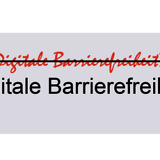 Frage- und Antwortformat zum Thema digitale Barrierefreiheit: Durchgestrichen „Digitale Barrierefreiheit?“ darunter der klare Begriff „Digitale Barrierefreiheit“.