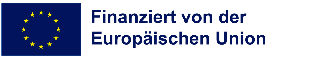 EU-Logo mit zwölf goldenen Sternen auf blauem Grund, daneben der Text: „Finanziert von der Europäischen Union“.