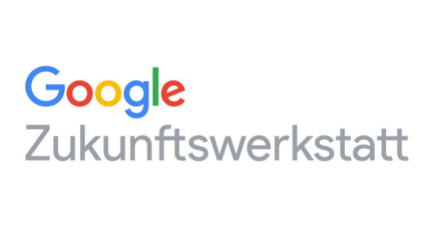 Bunt weißes Logo: Google Zukunftswerkstatt  