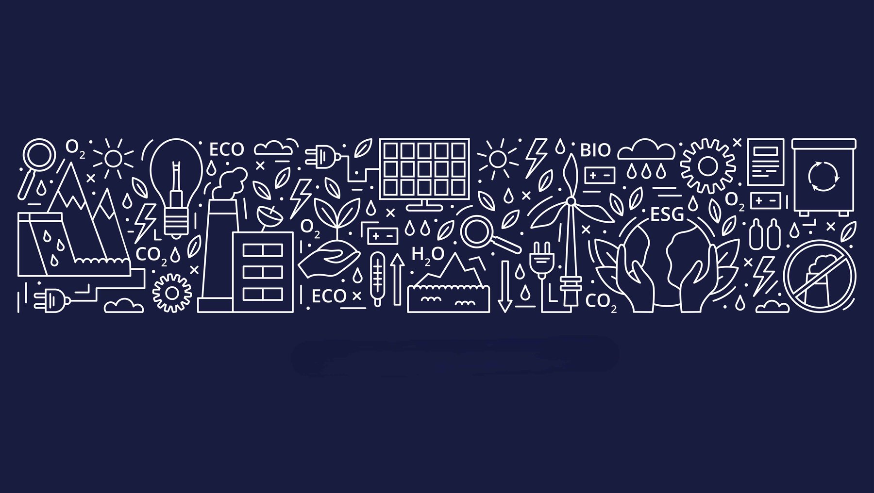 Banner mit Illustration eines Sets aus ESG-, ECO- und BIO-Symbolen zu einem Interview auf dem Klimablog der Hochschule Anhalt. 
