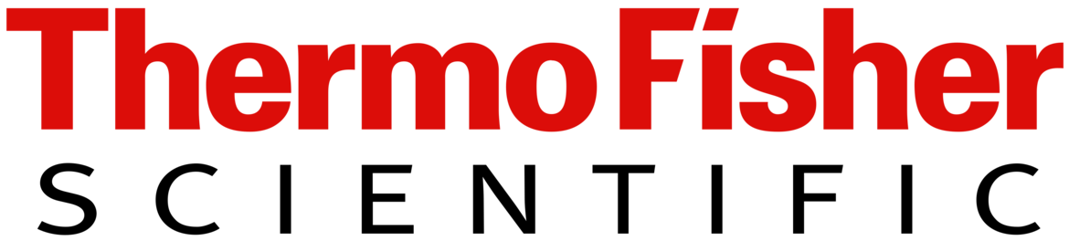 Logo des Unternehmens Thermo Fisher mit den Worten „Thermo Fisher“ in großer, roter Schrift und darunter „SCIENTIFIC“ in kleinerer, grauer Schrift.