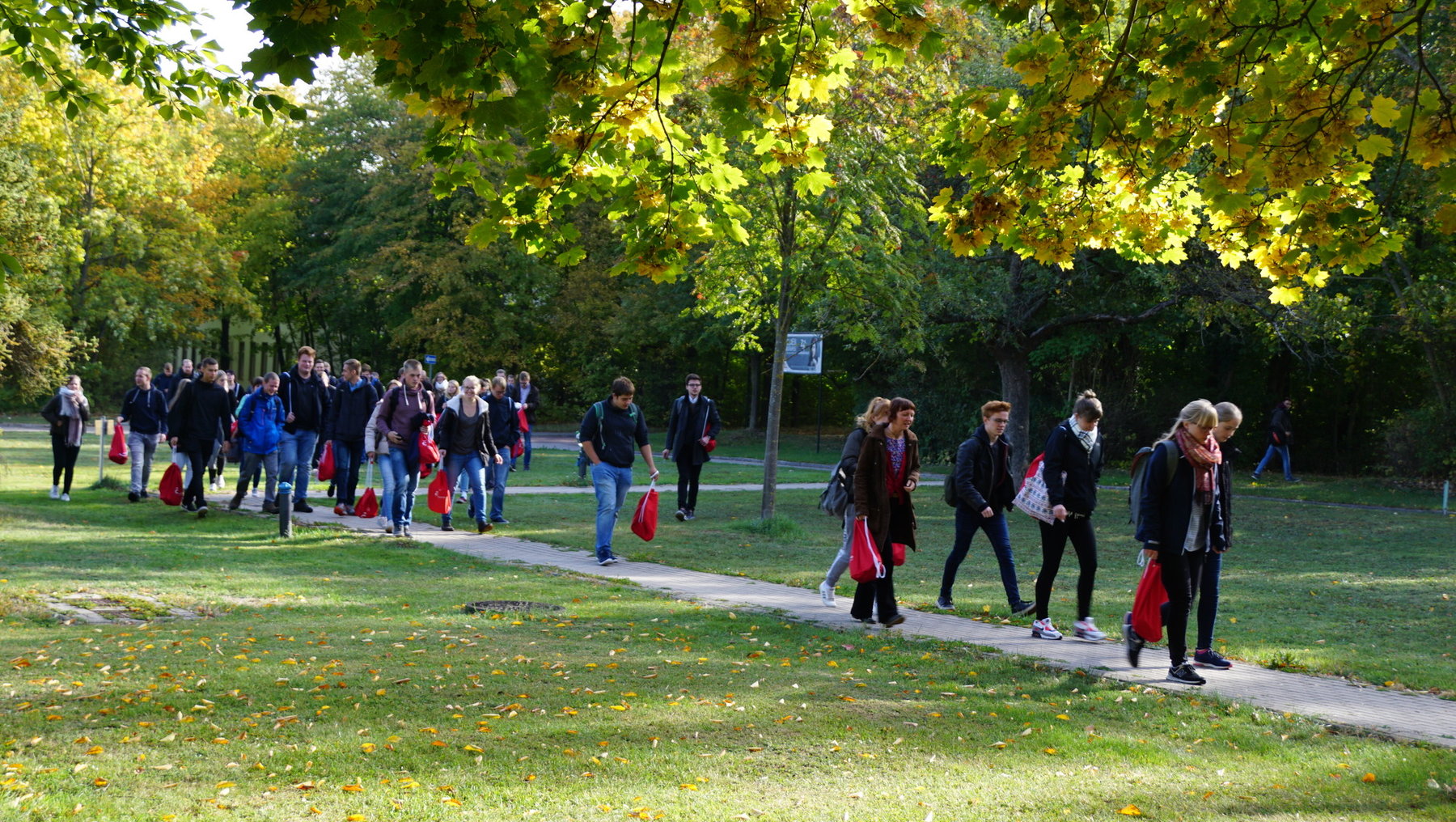Erstsemesterstudierende erkunden den Campus