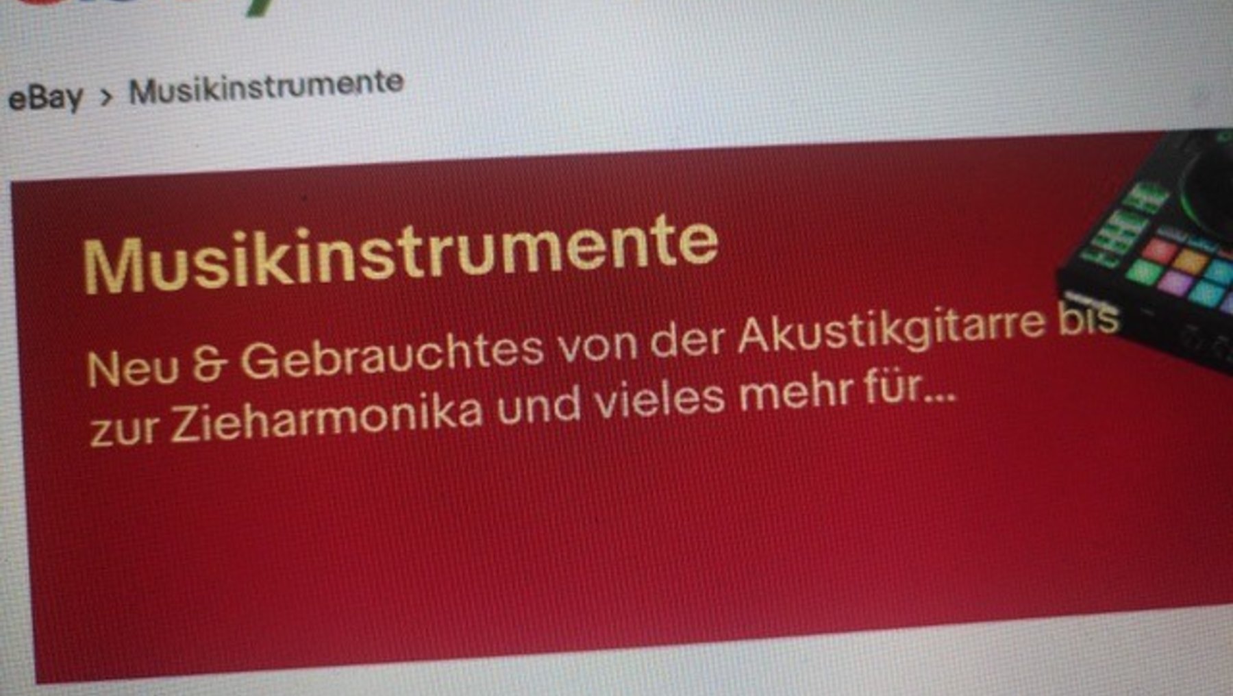 Ebay-Anzeige mit Musikinstrumenten