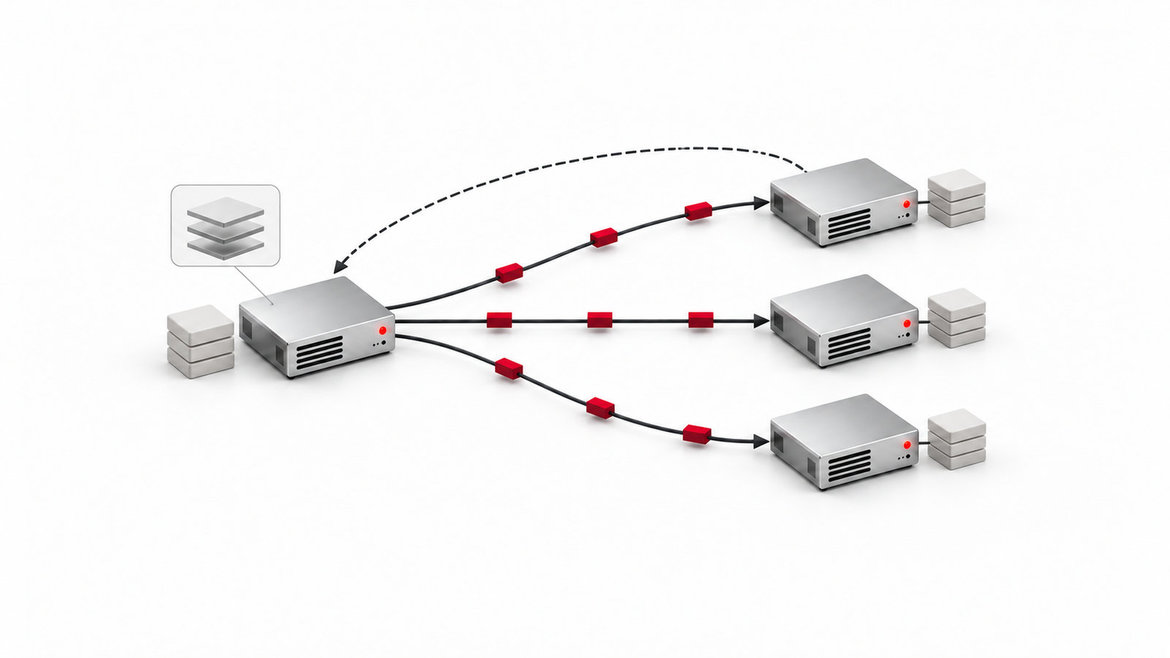Receiver feedback helps the sender transfer large datasets reliably across the network.