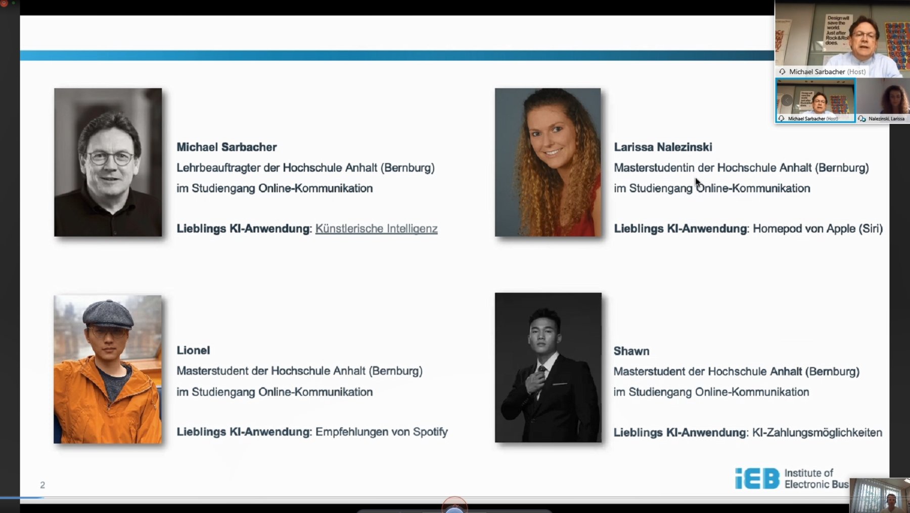 Screenshot eines Zoom-Meetings mit Personenverzeichnis 