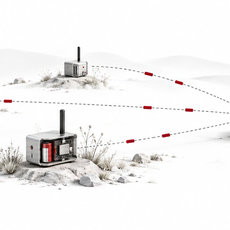 Batteriebetriebene Sensorknoten senden kurze Funknachrichten an ein Gateway.