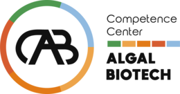 "Logo of the Competence Center Algal Biotech. The logo features the letters 'AB' within a circular design with green, orange, and blue segments. The text 'Competence Center Algal Biotech' is displayed to the right of the logo."