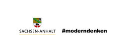 "Logo von Sachsen-Anhalt mit einem Wappen und dem Text 'SACHSEN-ANHALT #moderndenken'. Das Bild vermittelt den Gedanken moderner Denkansätze in Sachsen-Anhalt."